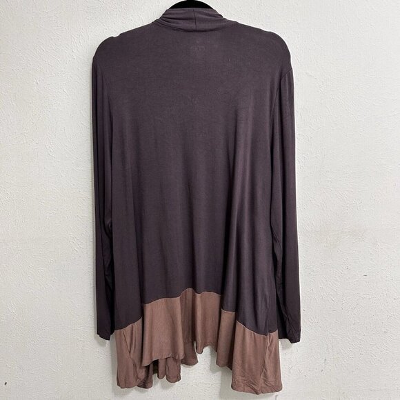 LOGO Lori Goldstein A272836 Open Front Colorblock Cardigan Contrast Pockets XL - Picture 9 of 12